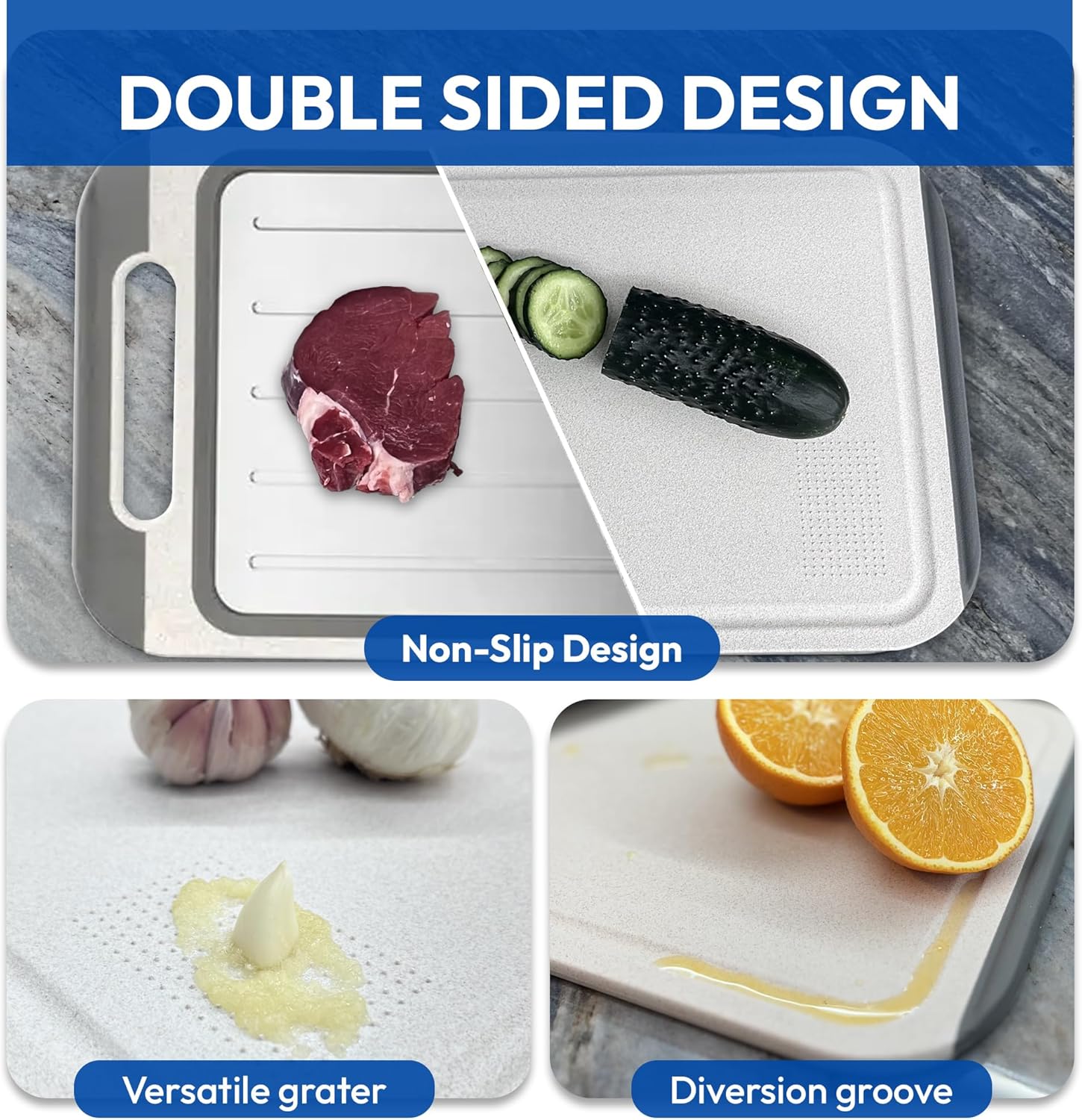 Dual Sided Kitchen Cutting Board