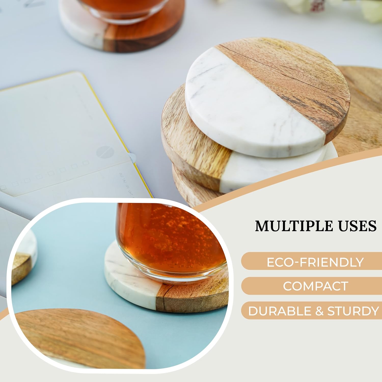 Marble & Acacia Wood Coasters