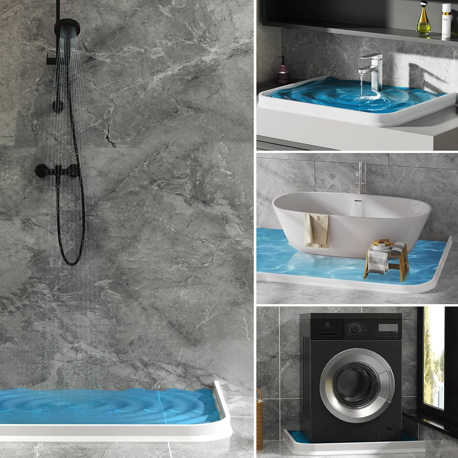 Silicone Shower Water Barrier Strip + Glue