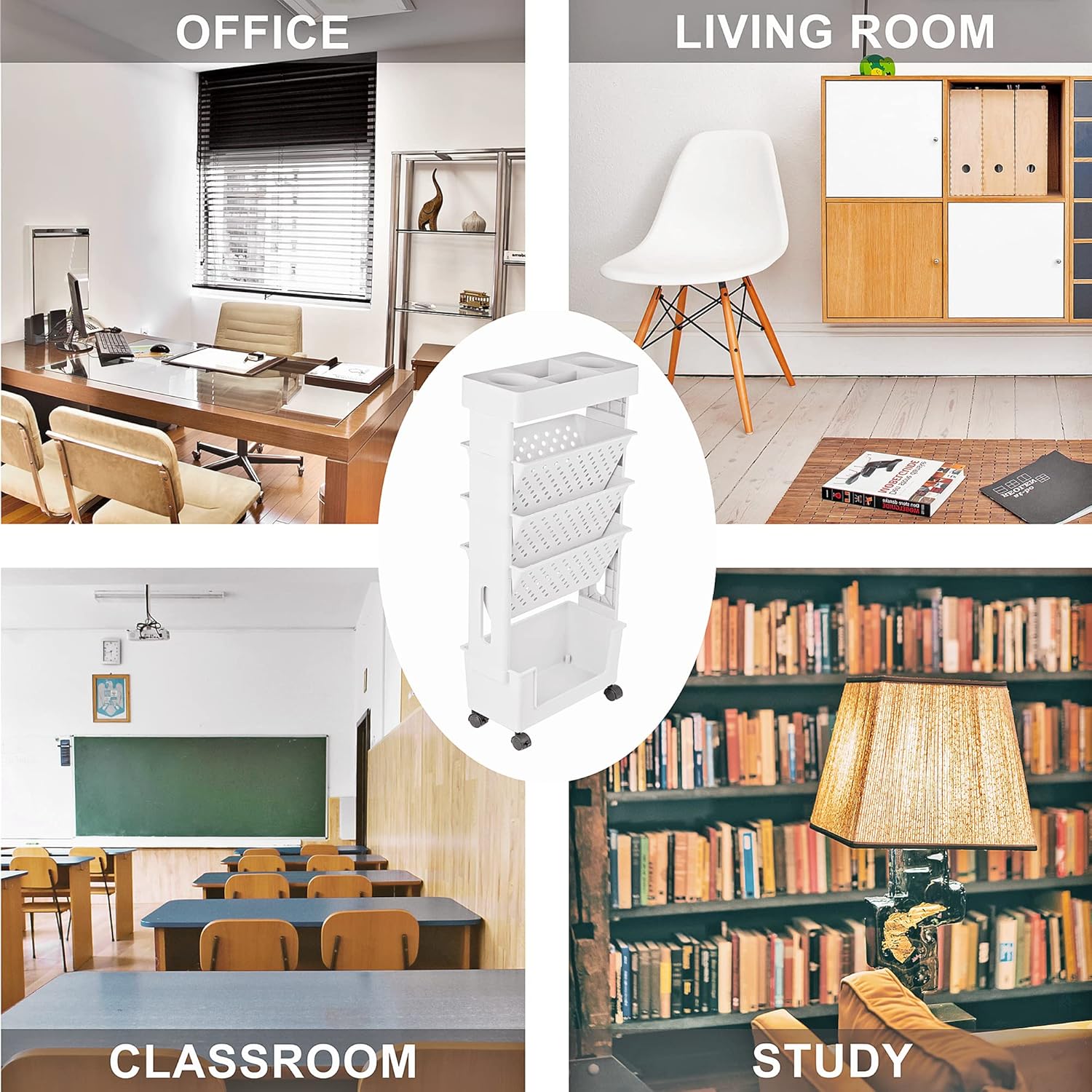 Movable Bookshelf Cart