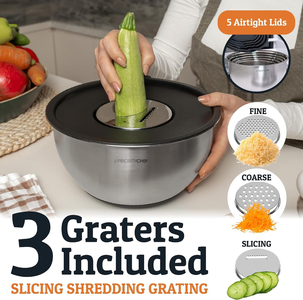 Mixing Bowls Set with Lids and Graters