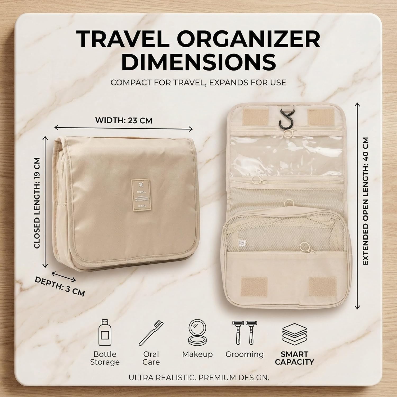 Hanging Travel Organizer Bag with Hook