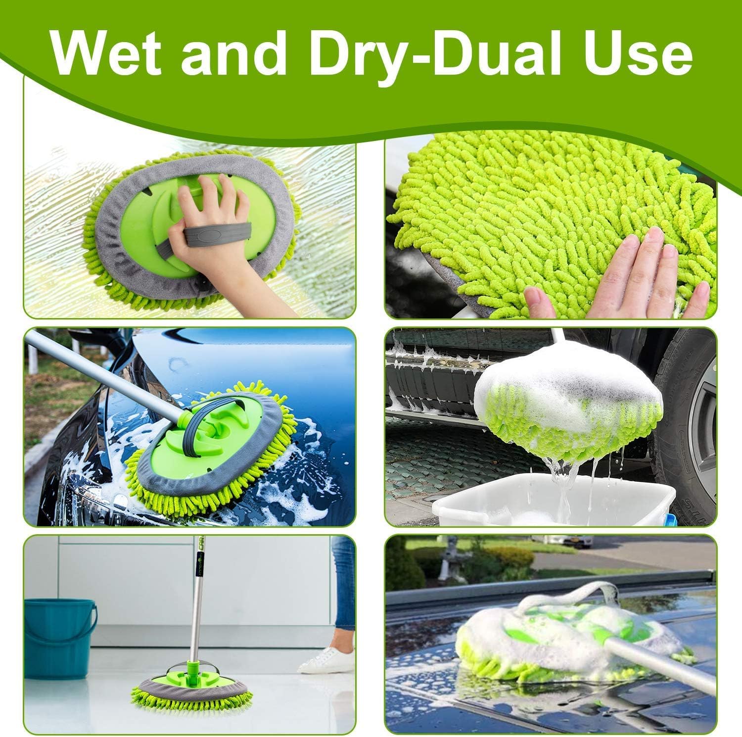 2-in-1 Car Wash Brush Mop Kit