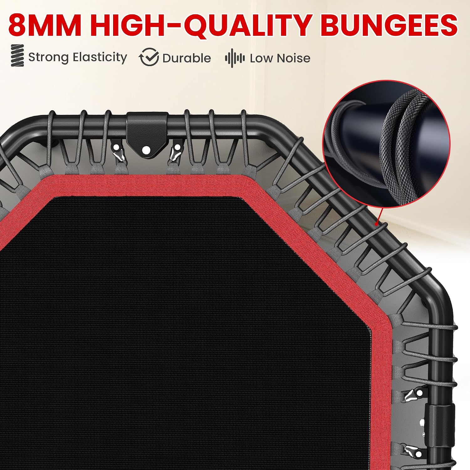 Indoor Fitness Rebounder with Adjustable Bar