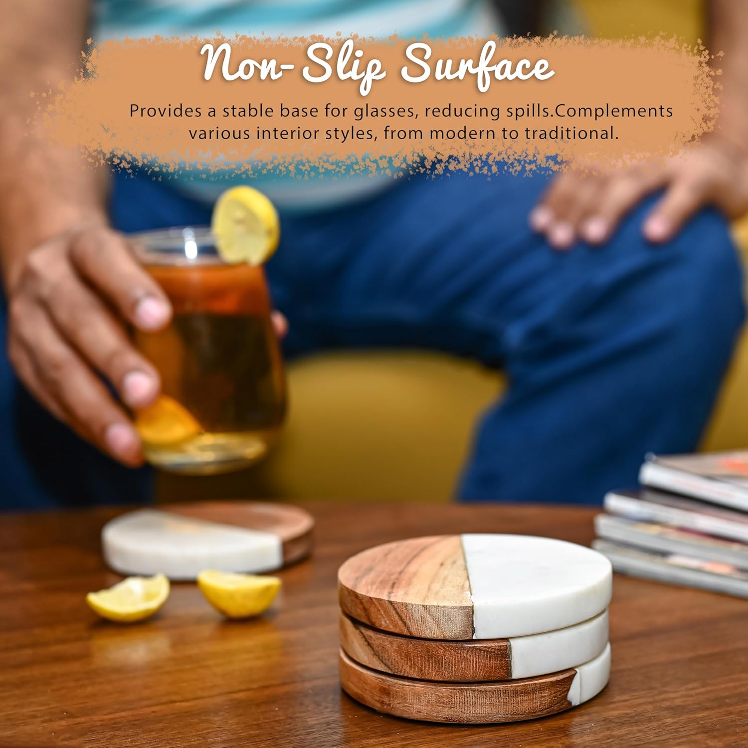 Marble & Acacia Wood Coasters