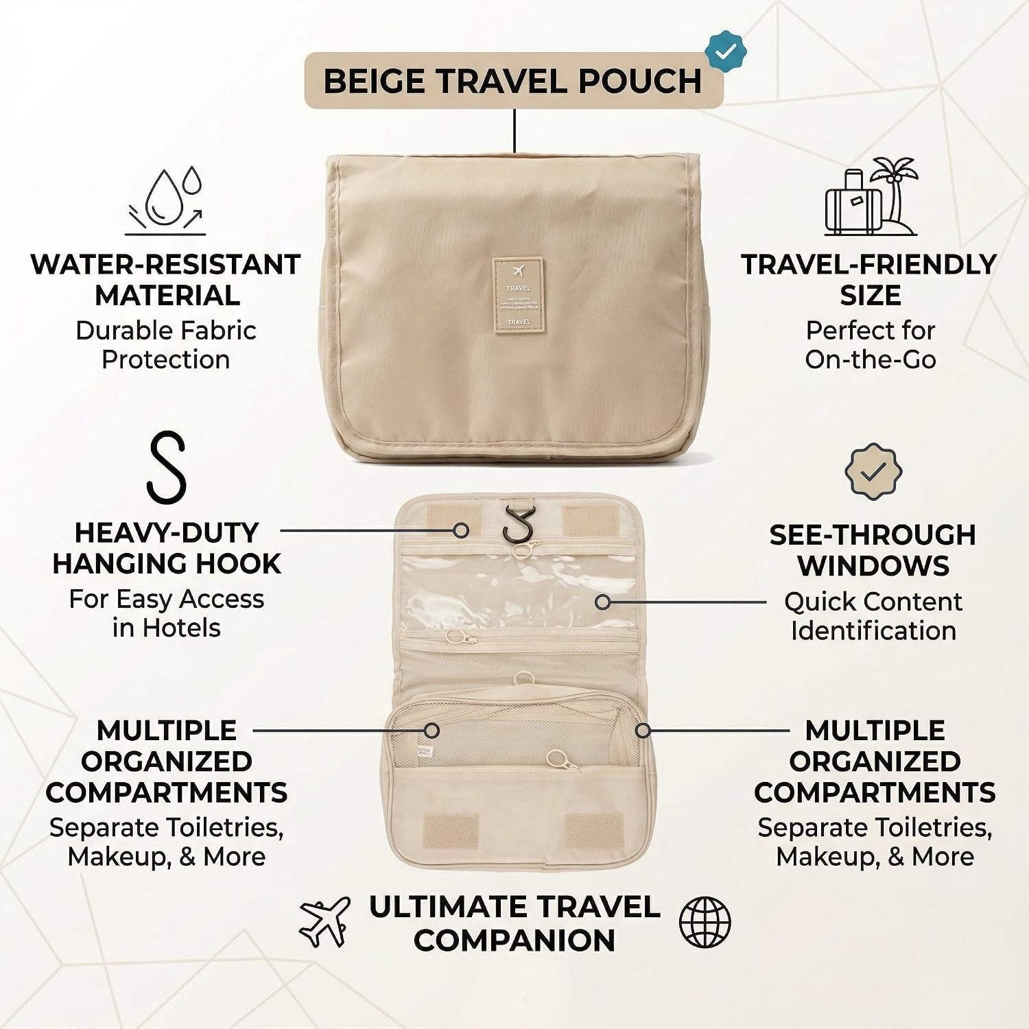 Hanging Travel Organizer Bag with Hook