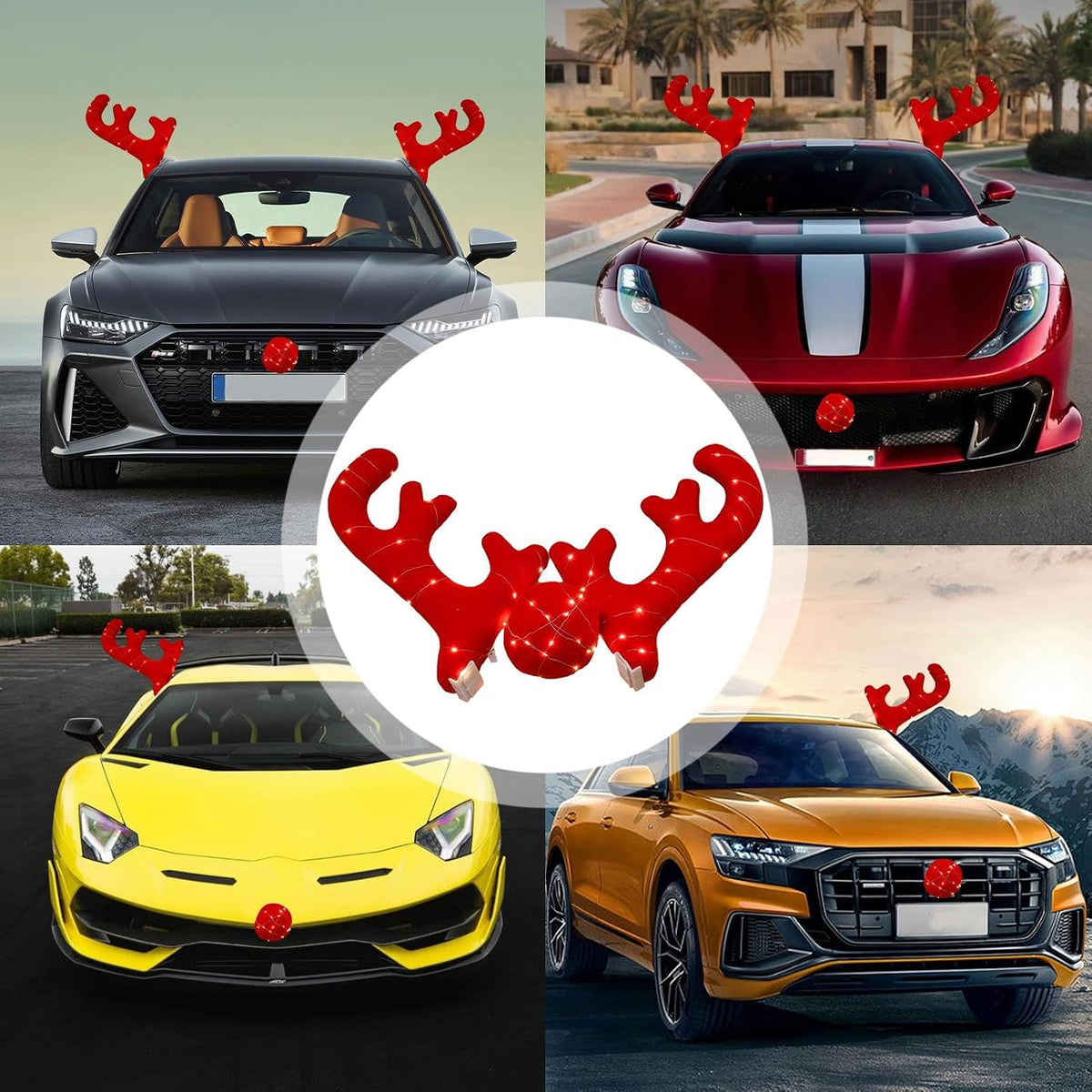 Christmas Reindeer Antlers Car Decoration