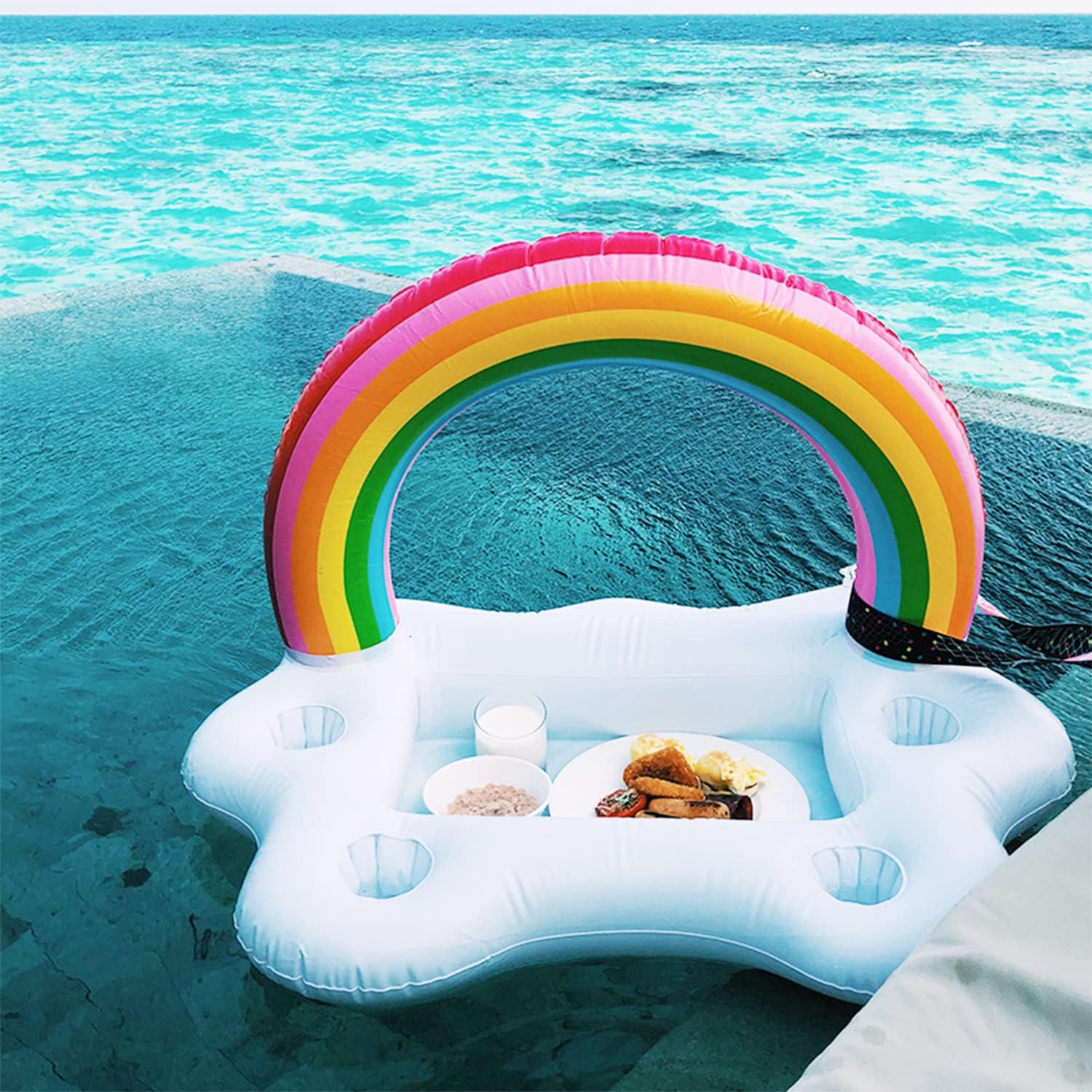 Inflatable Pool Float with Snack Holder