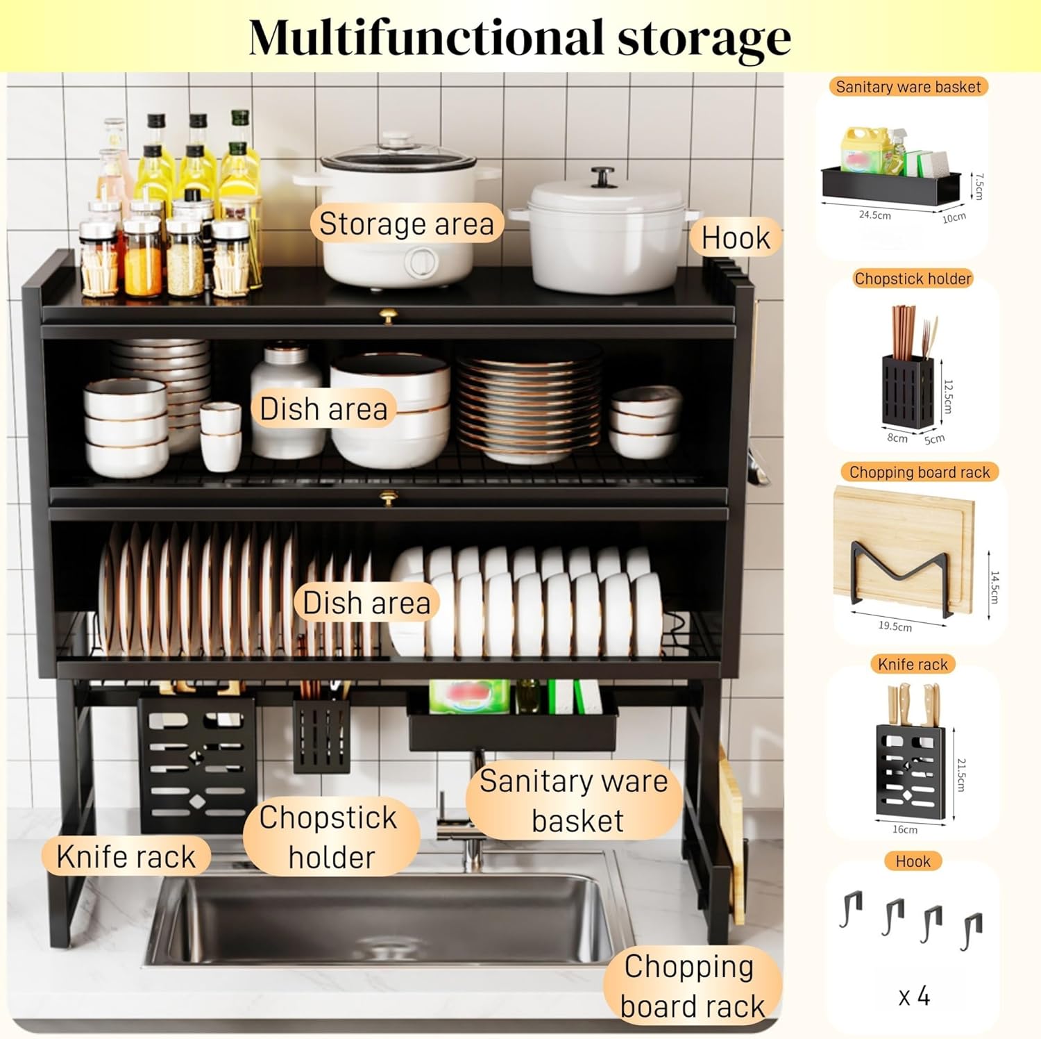 Over Sink Dish Rack and Storage Organizer