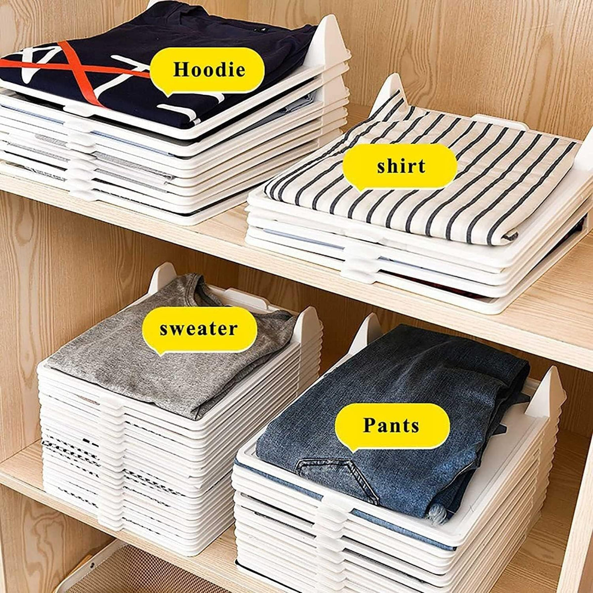 Stackable Clothing Organizer with Shelf Dividers