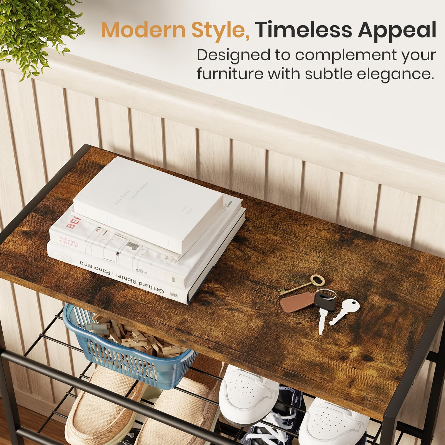 4-Tier Storage Shelf with Wooden Top