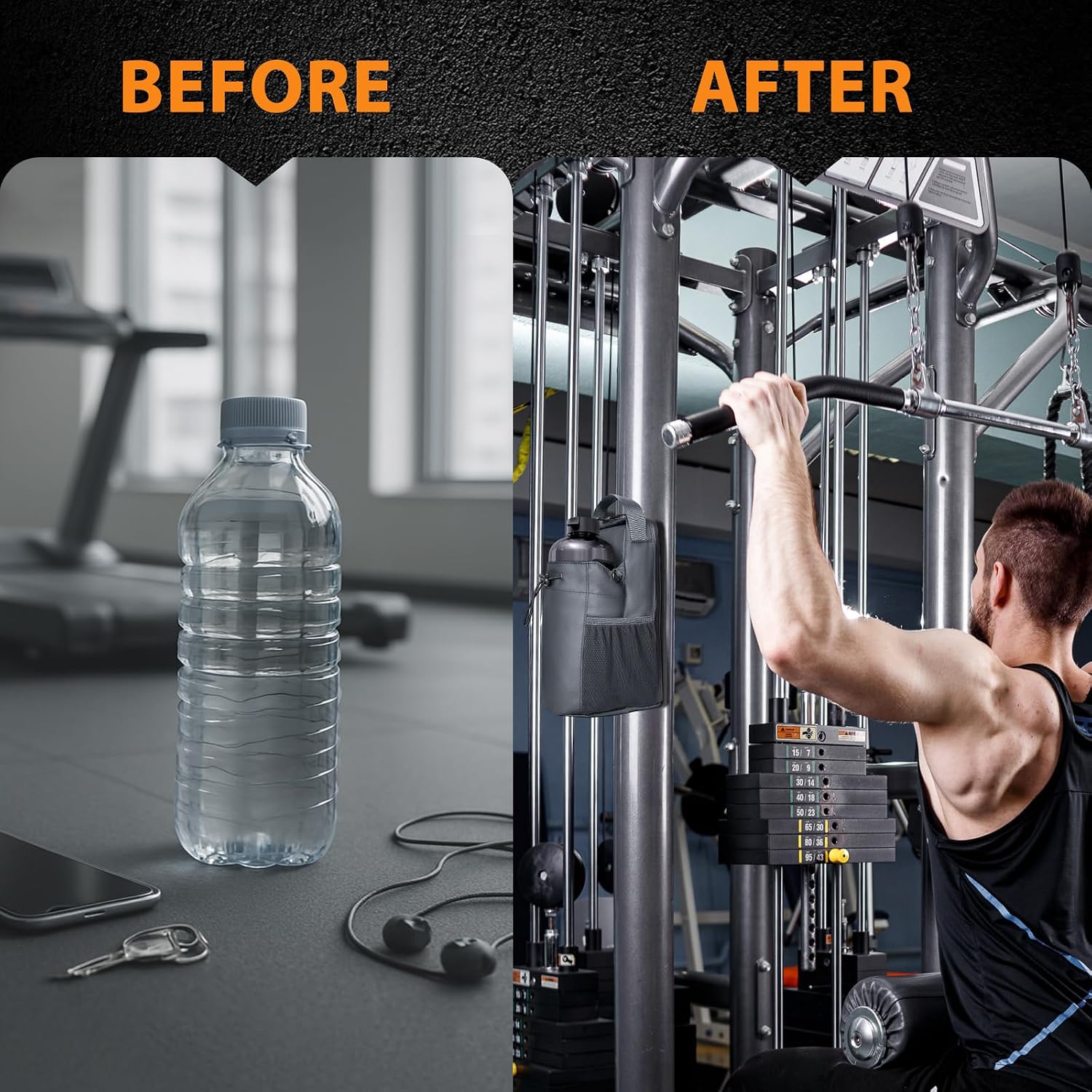 Magnetic Gym Bag With Water Bottle Holder
