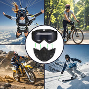 Motorcycle Goggles with Detachable Face Mask