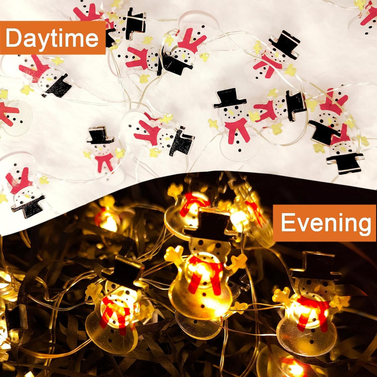 Snowman LED fairy light curtain