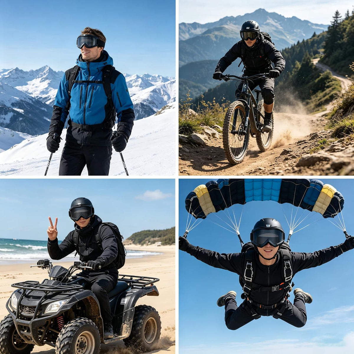 Motorcycle Goggles with Detachable Face Mask