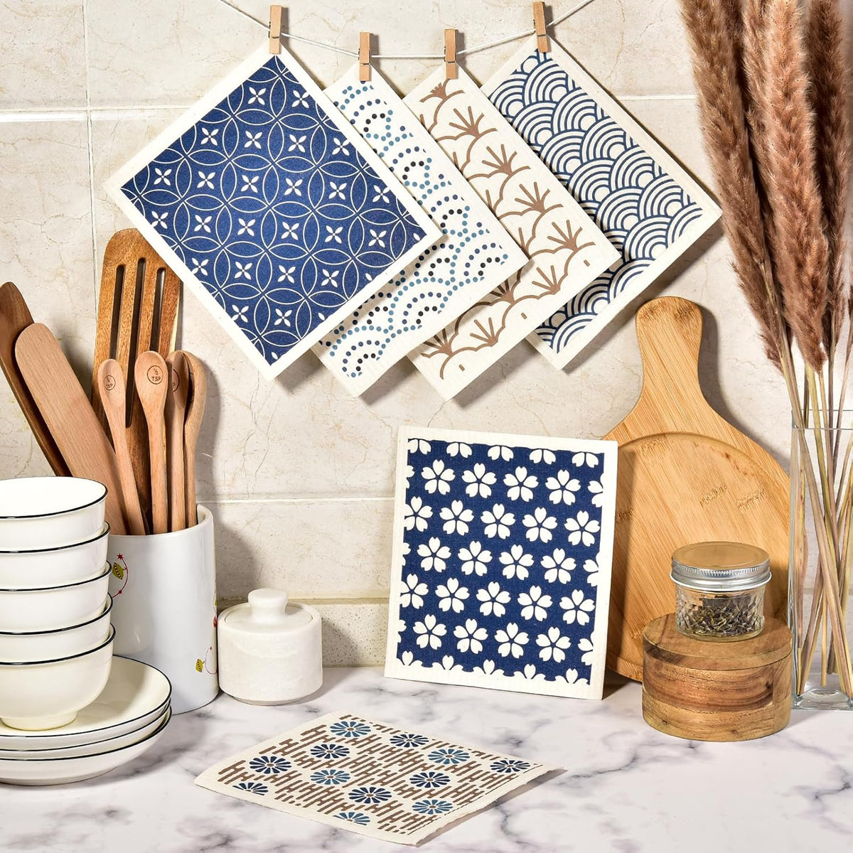 Swedish Dishcloths Set of 6 Sakura Art