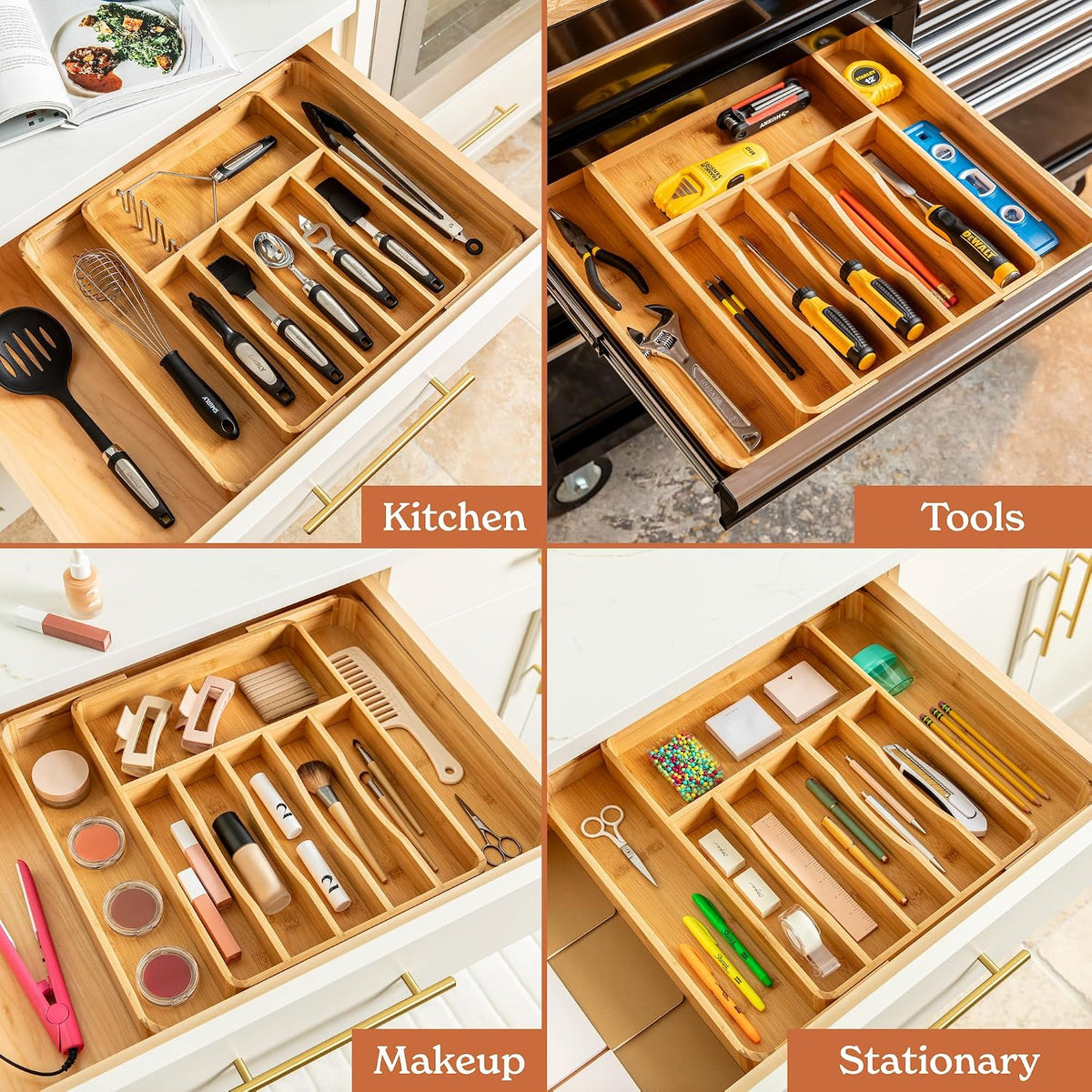 Expandable Bamboo Drawer Organizer