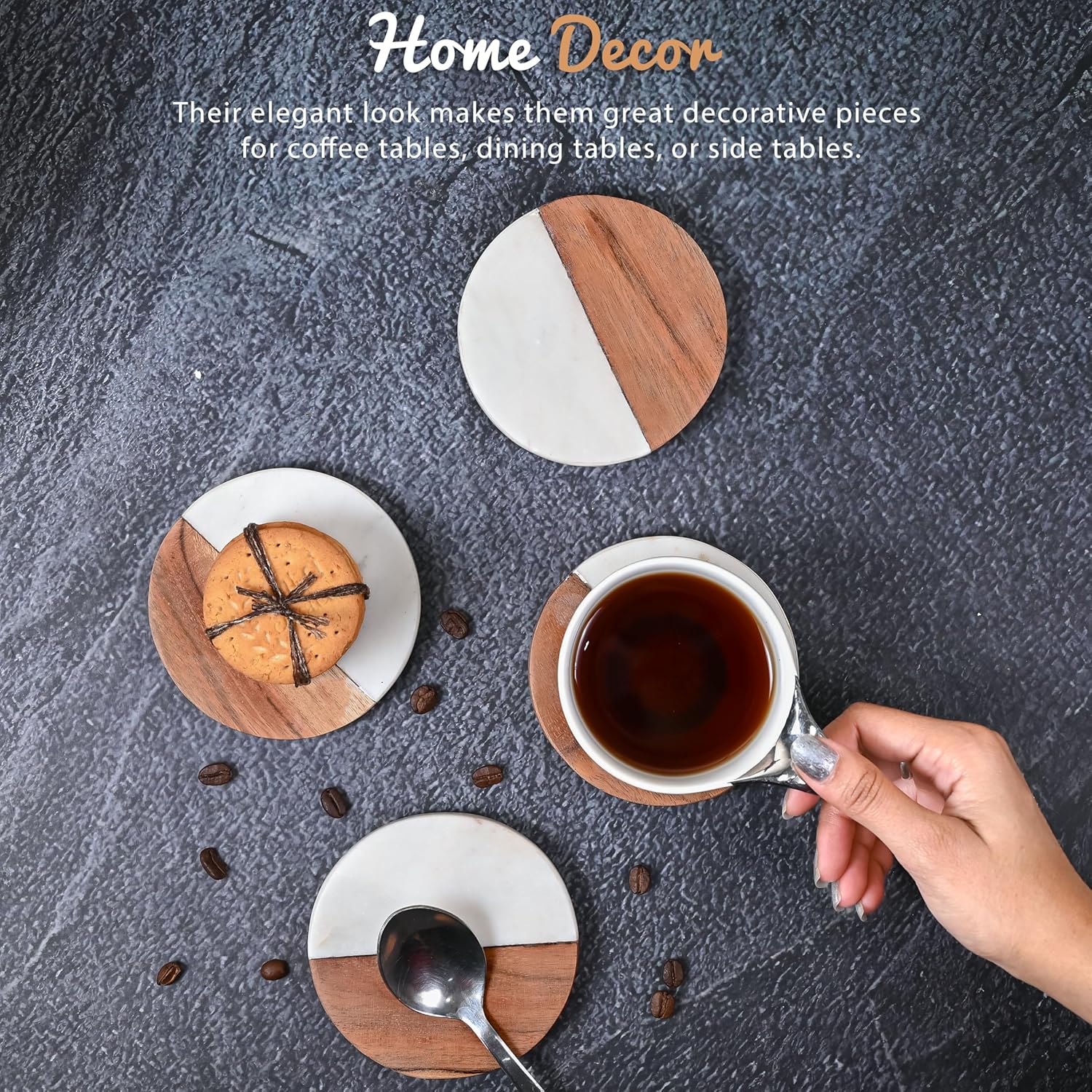 Marble & Acacia Wood Coasters