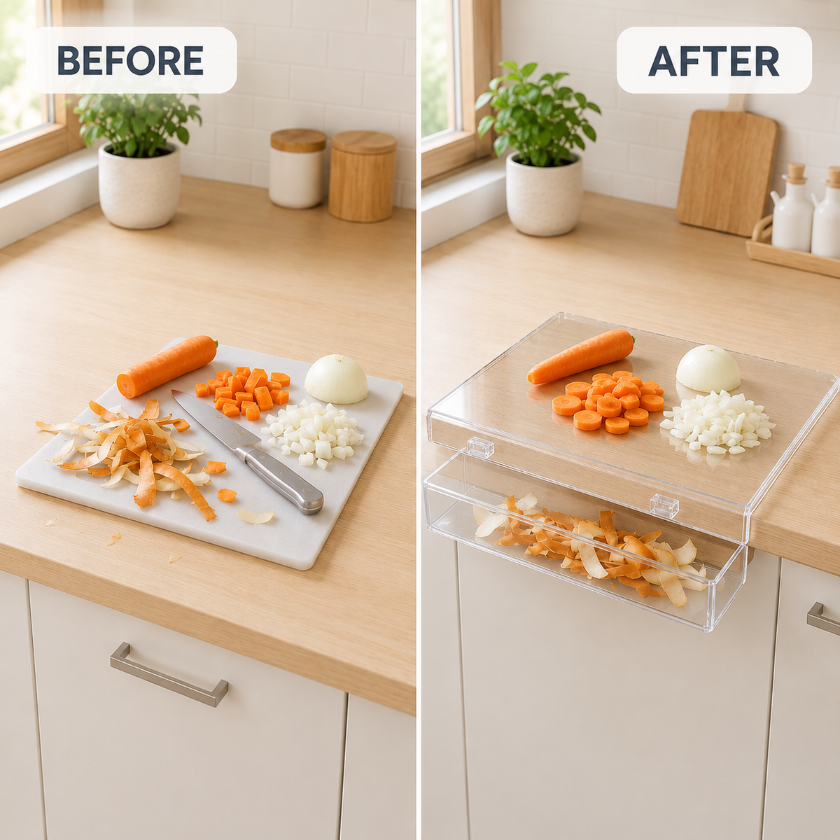Acrylic Cutting Board with Waste Container