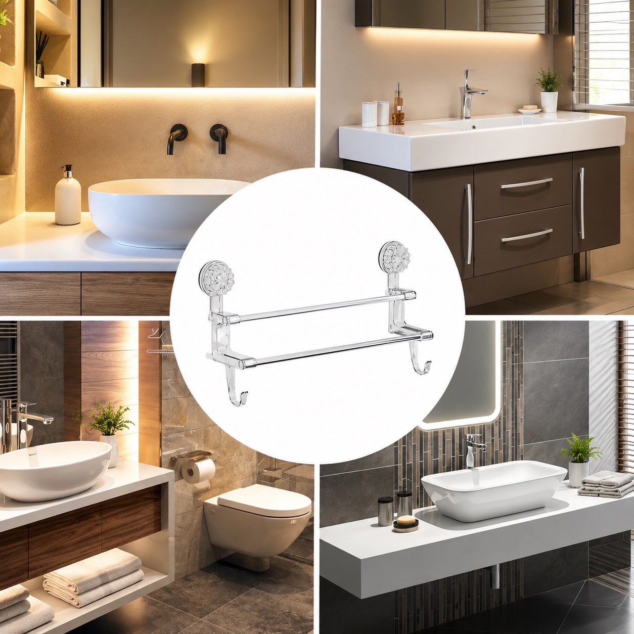 Double towel suction rack