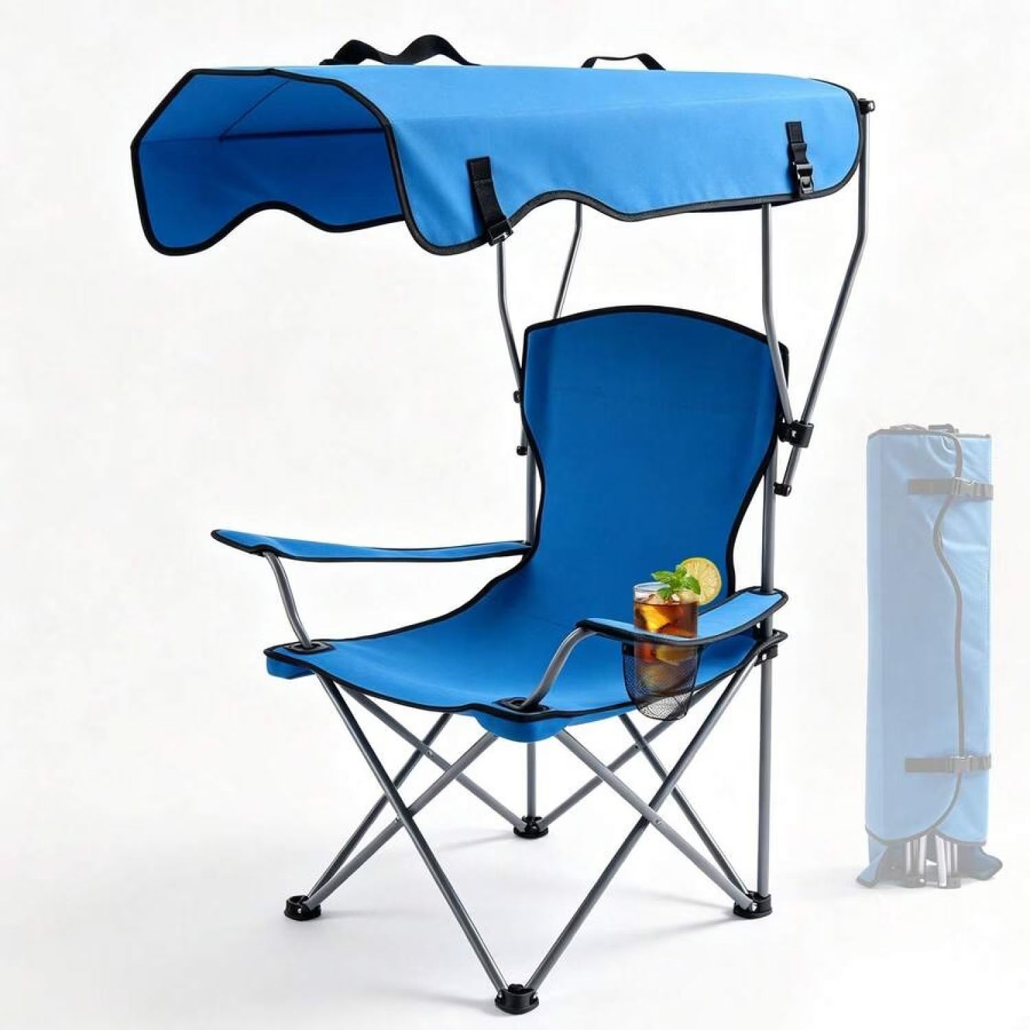 Folding Canopy Camp Chair with Cup Holder