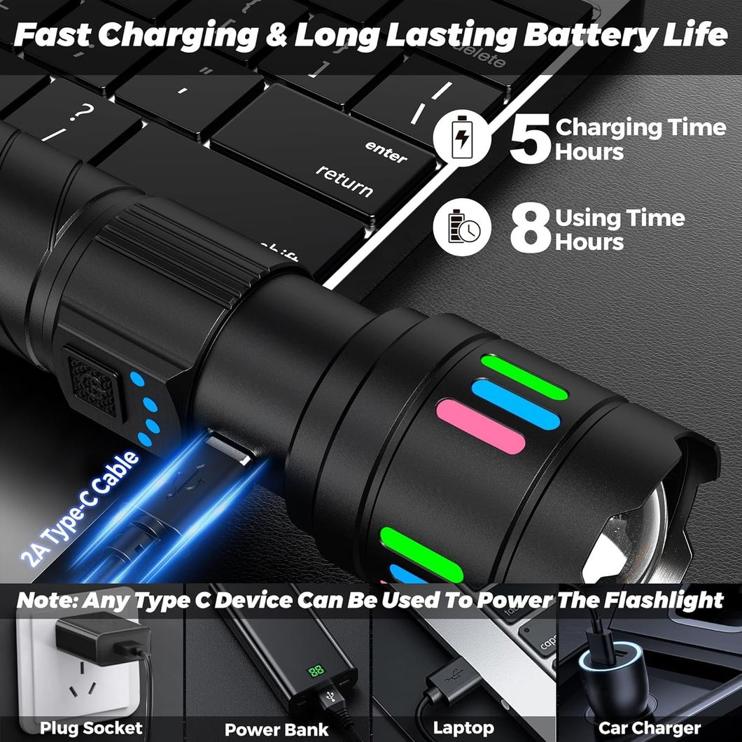 High-Power Rechargeable Flashlight