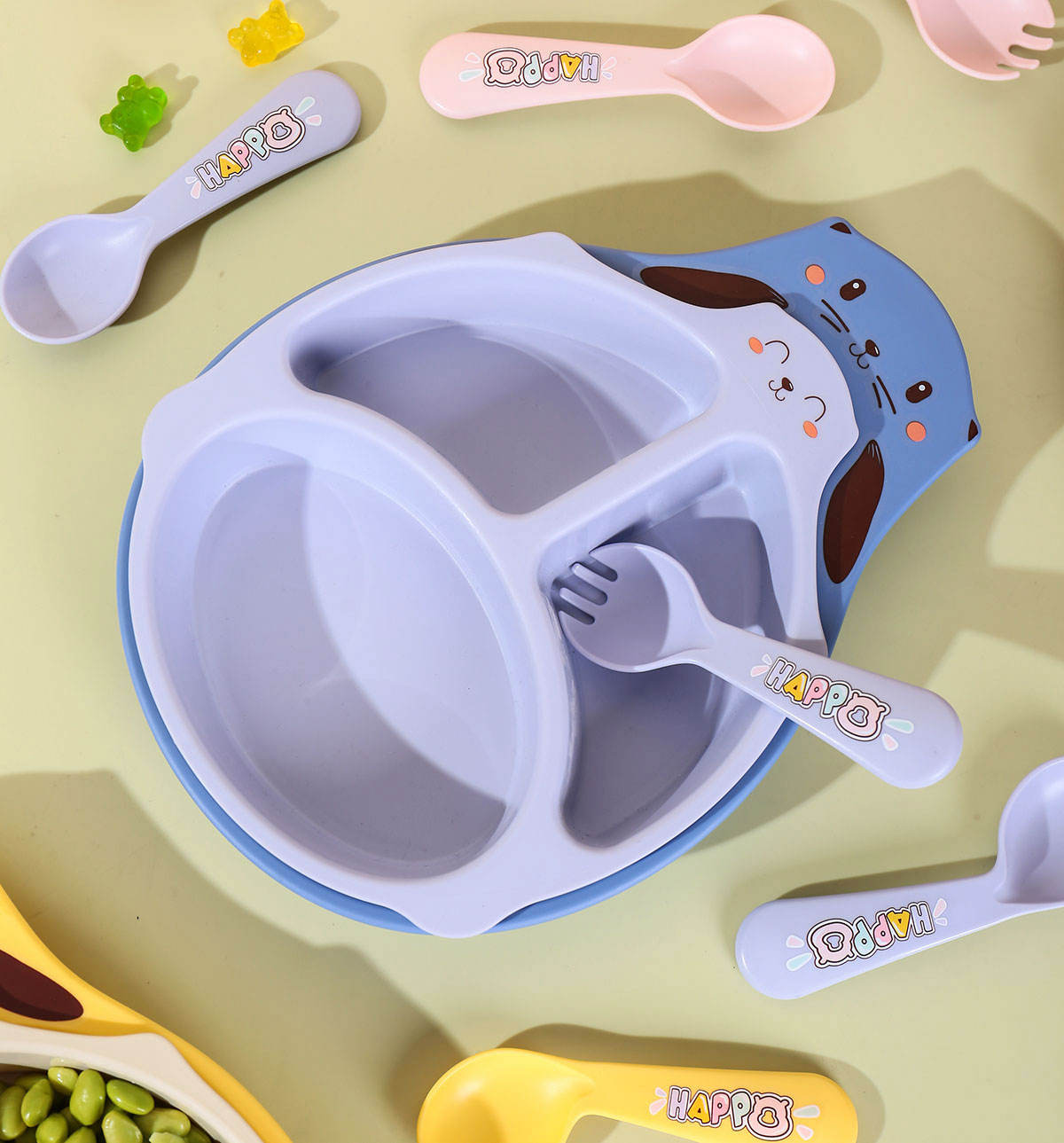 5 Piece Kids Mealtime Tray Set