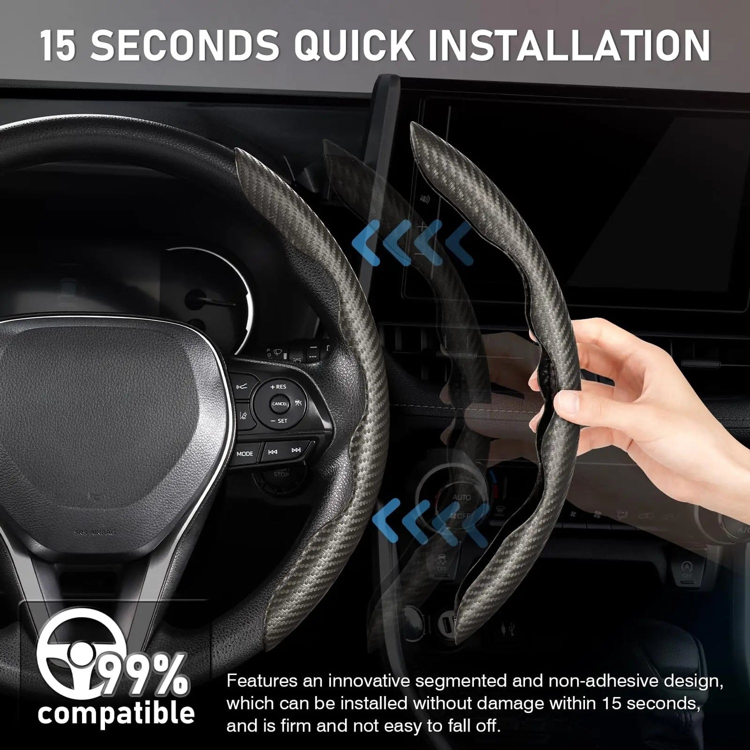 Carbon Fiber Steering Wheel Cover (Set of 2)