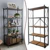 5-Tier Brown Foldable Storage Shelf with Wheels