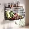 Wooden Lid Foldable Hanging Storage Basket