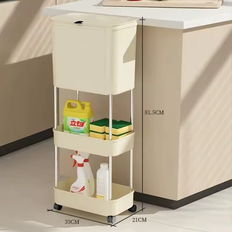 Rolling Trash Bin with Storage