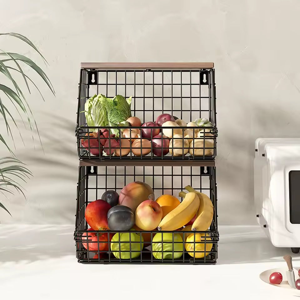 Wooden Lid Foldable Hanging Storage Basket