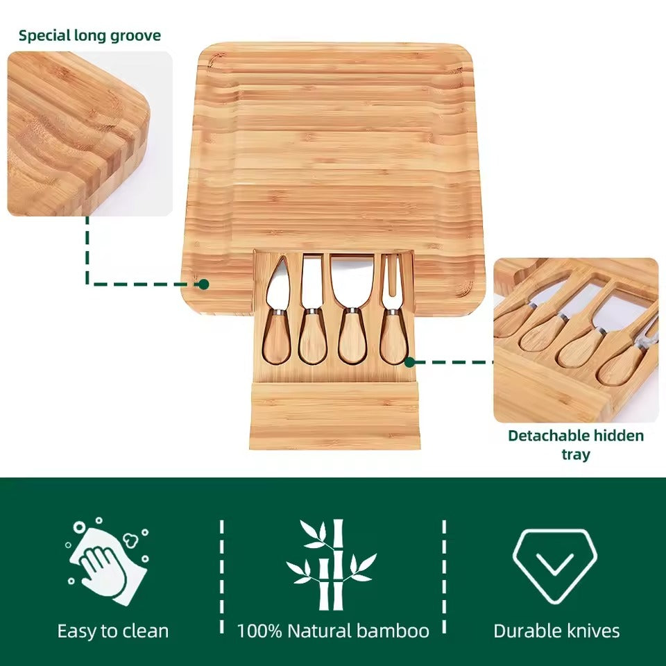 Bamboo Cheese Board Set