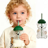 Bear Glass Cup with Straw (600ml)