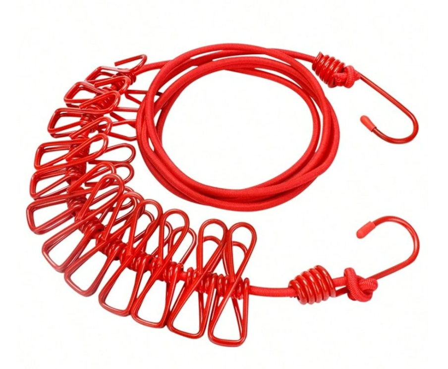 Elastic Clothesline with Clips