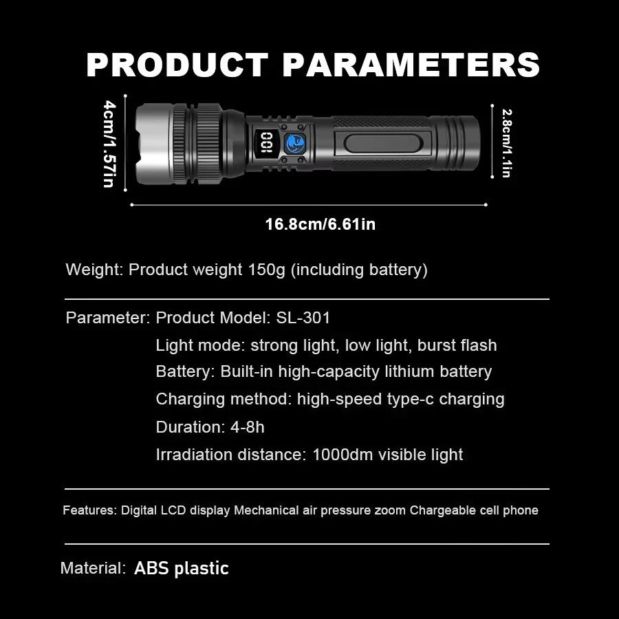 Powerful Rechargeable LED Flashlight