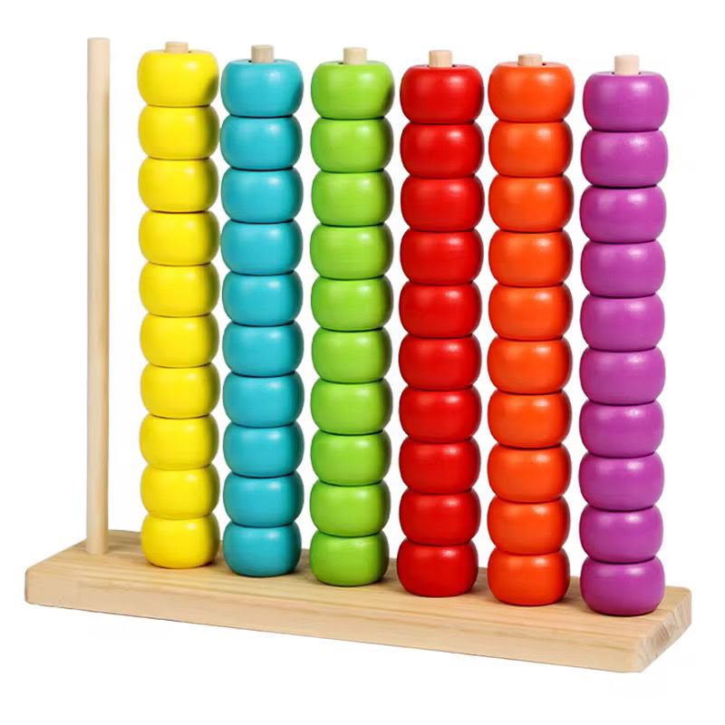 Wooden Rainbow Bead Stacking Toy