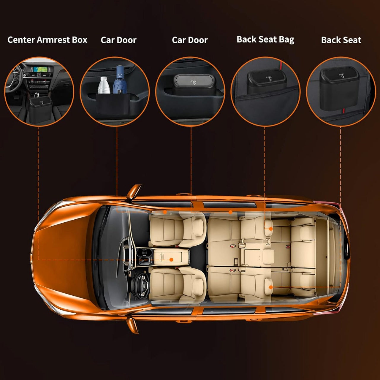 Push-in Car Trash Can