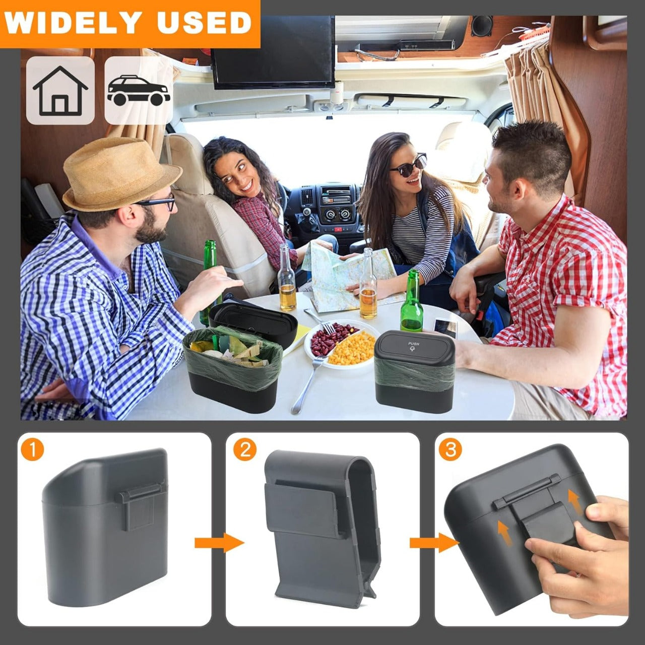 Push-in Car Trash Can