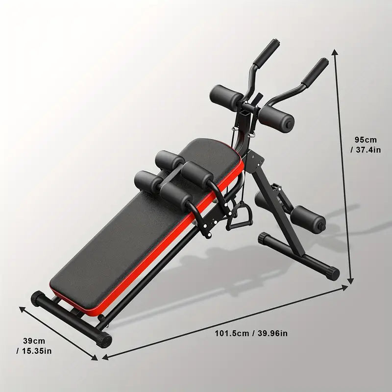 Adjustable Ab Crunch Bench with Resistance Bands