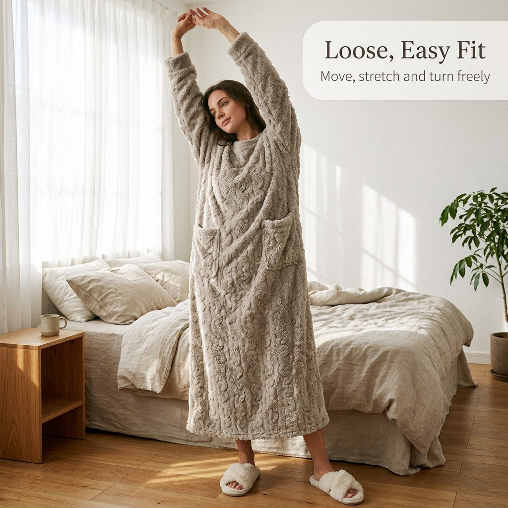 Loose, easy fit - full length fleece maxi nightdress