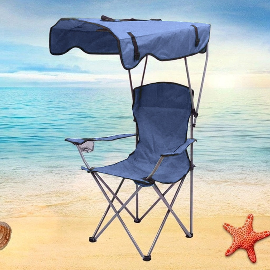 Folding Canopy Camp Chair with Cup Holder