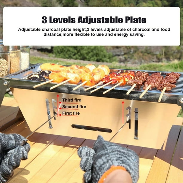 Foldable Barbecue Grill with Gloves