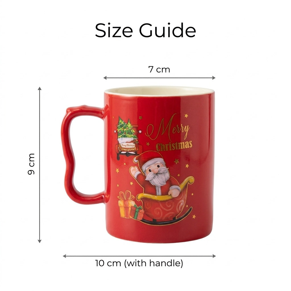 Mug size guide 9 cm height, 7 cm width, 10 cm with handle