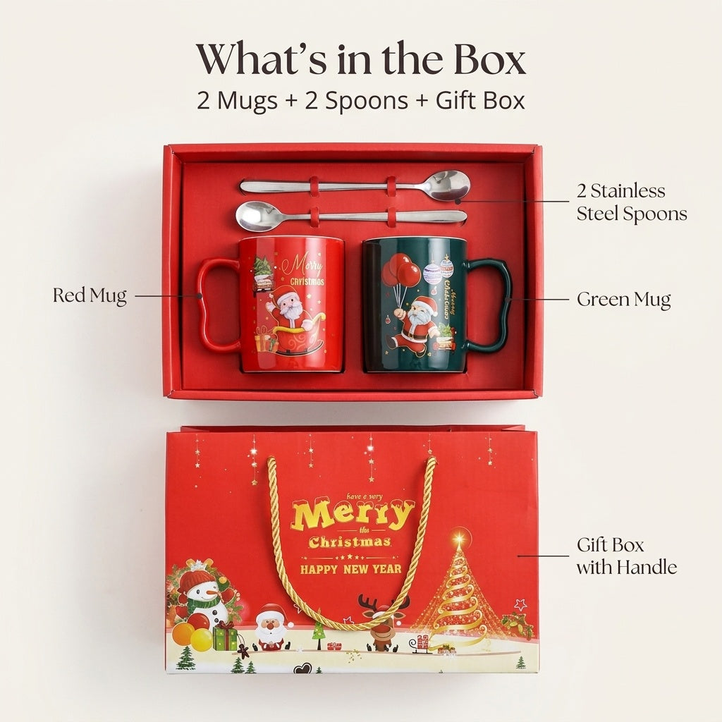 What's in the box: 2 mugs, 2 spoons, gift box