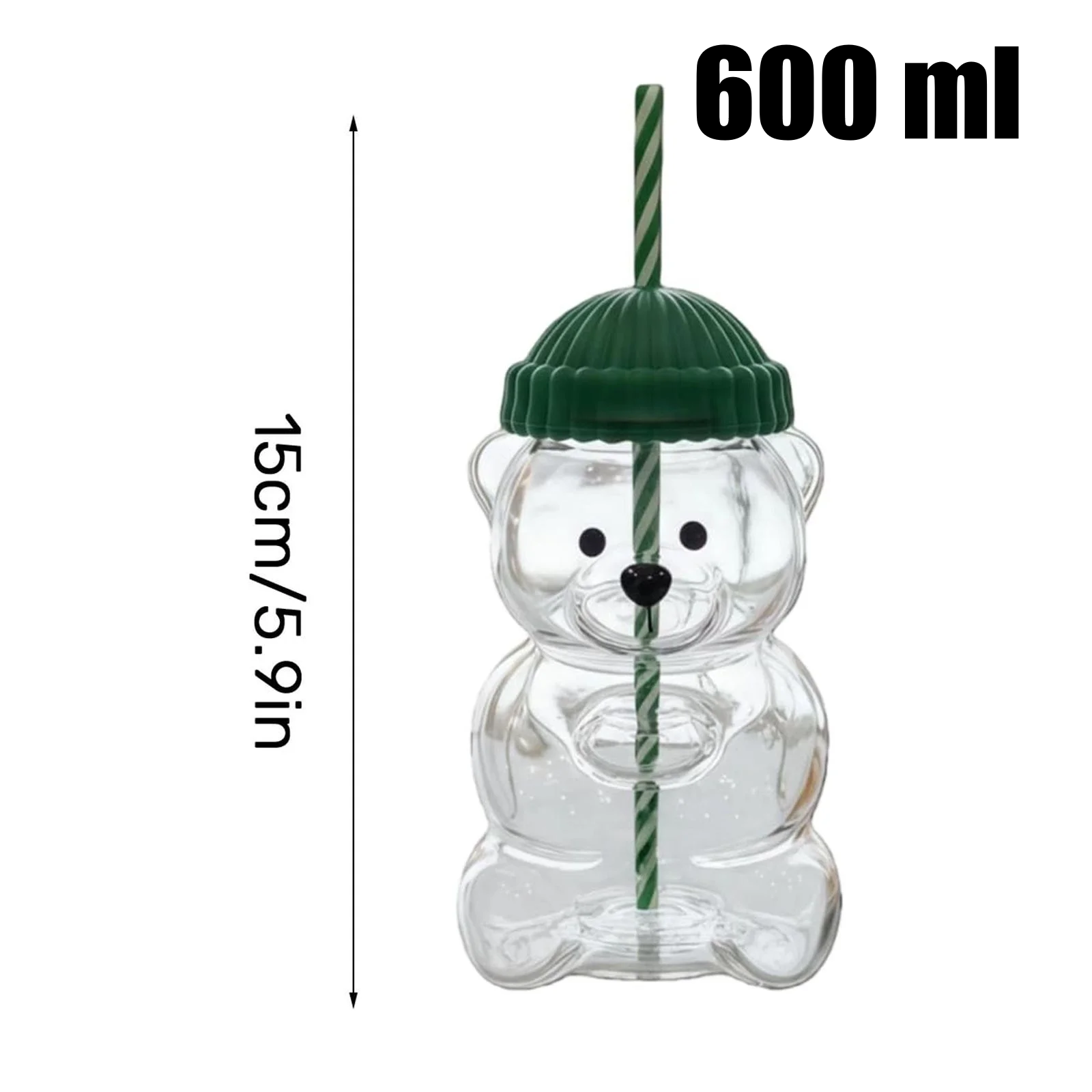Bear Glass Cup with Straw (600ml)