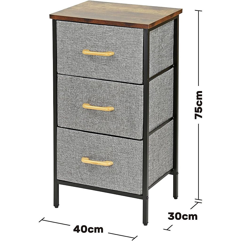 Fabric Drawer Storage Unit with Wood Top