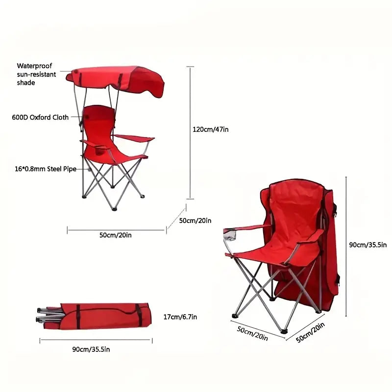 Folding Canopy Camp Chair with Cup Holder