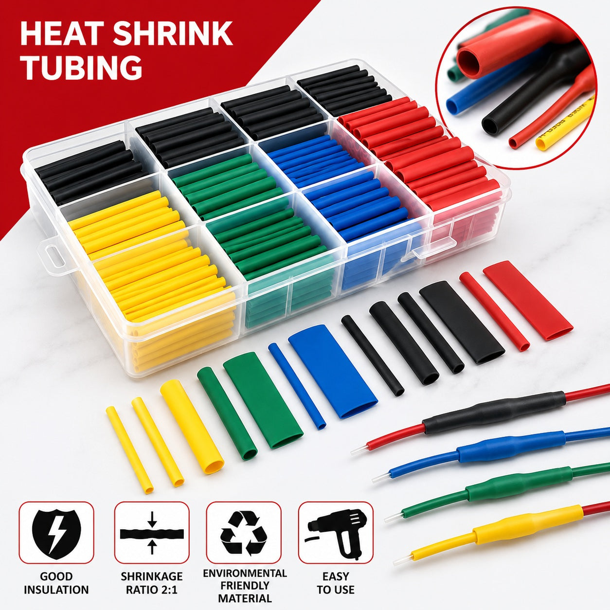 580pcs Heat Shrink Tubing Kit