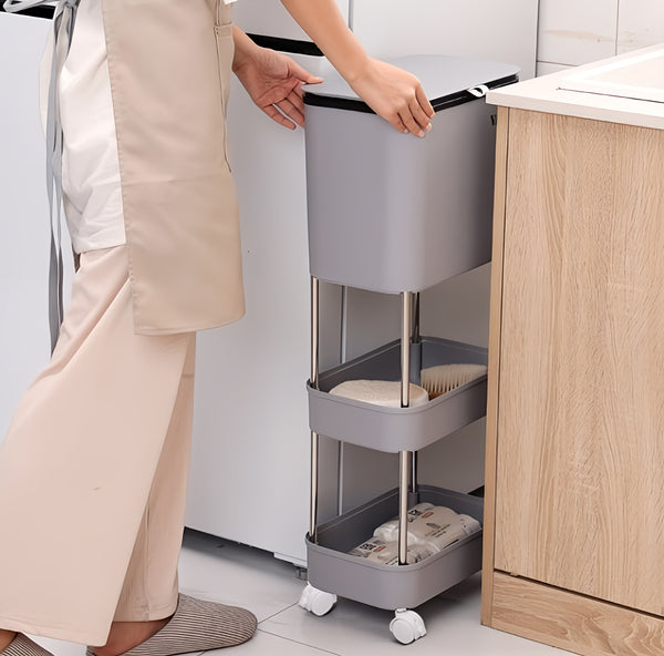 Rolling Trash Bin with Storage